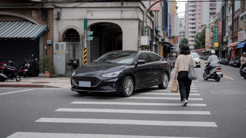斑馬線停車情境示意圖